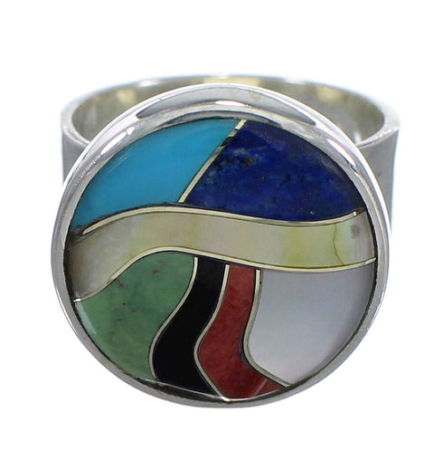 Multicolor And Genuine Sterling Silver Southwestern Ring Size 5-3/4 YX77508